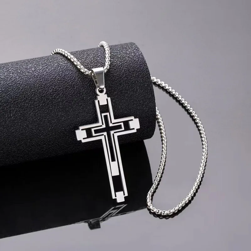 New European and American Colorless Jewelry Necklace Cross Accessories High end Boys Handsome Street Style Cosplay Accessories