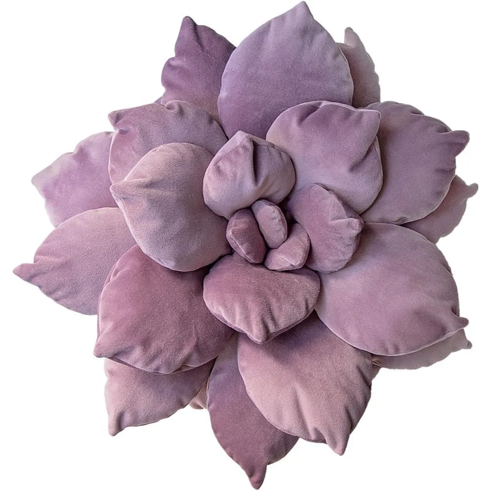 

Purple 3D Succulent Pillow - Handcrafted Flower Accent Pillow for Home and Nursery Interiors