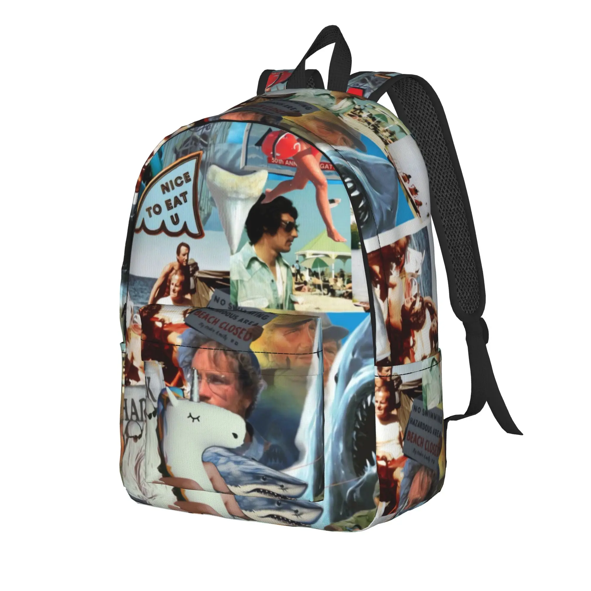 Jaw-Shark Classic Film Amity Island Backpack  Fashion Backpacks Female College Breathable School Bags Designer Rucksack