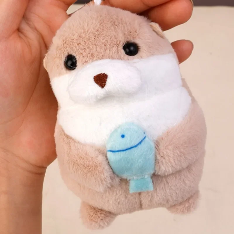 Plush Otter Doll Keychain Soft Comfortable Animal Toy Key Chain Fluffy Cotton Otter Decorative Key Pendant Lovely Party Gifts