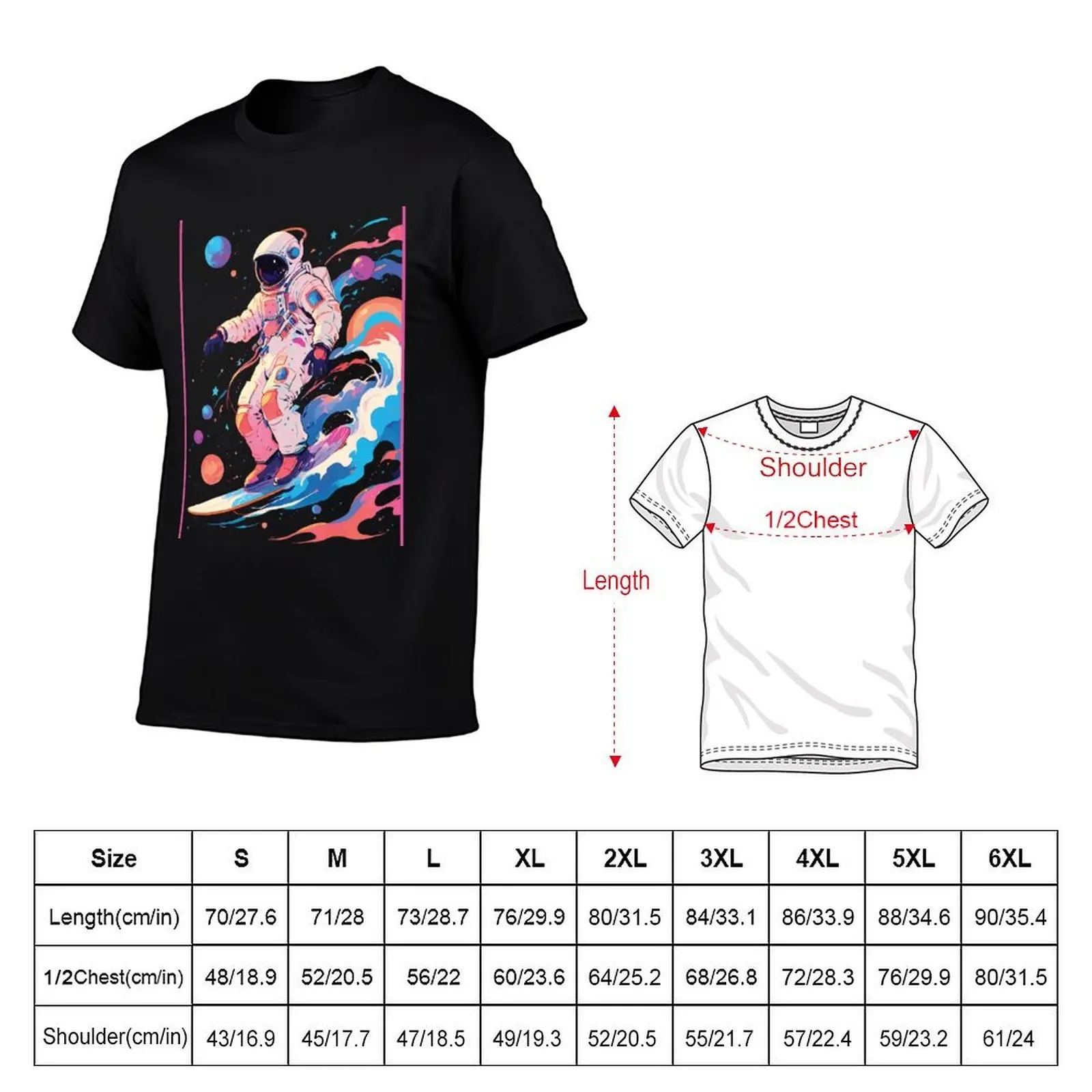 Astronaut Surfing in Space T-Shirt customizeds vintage outfits for men