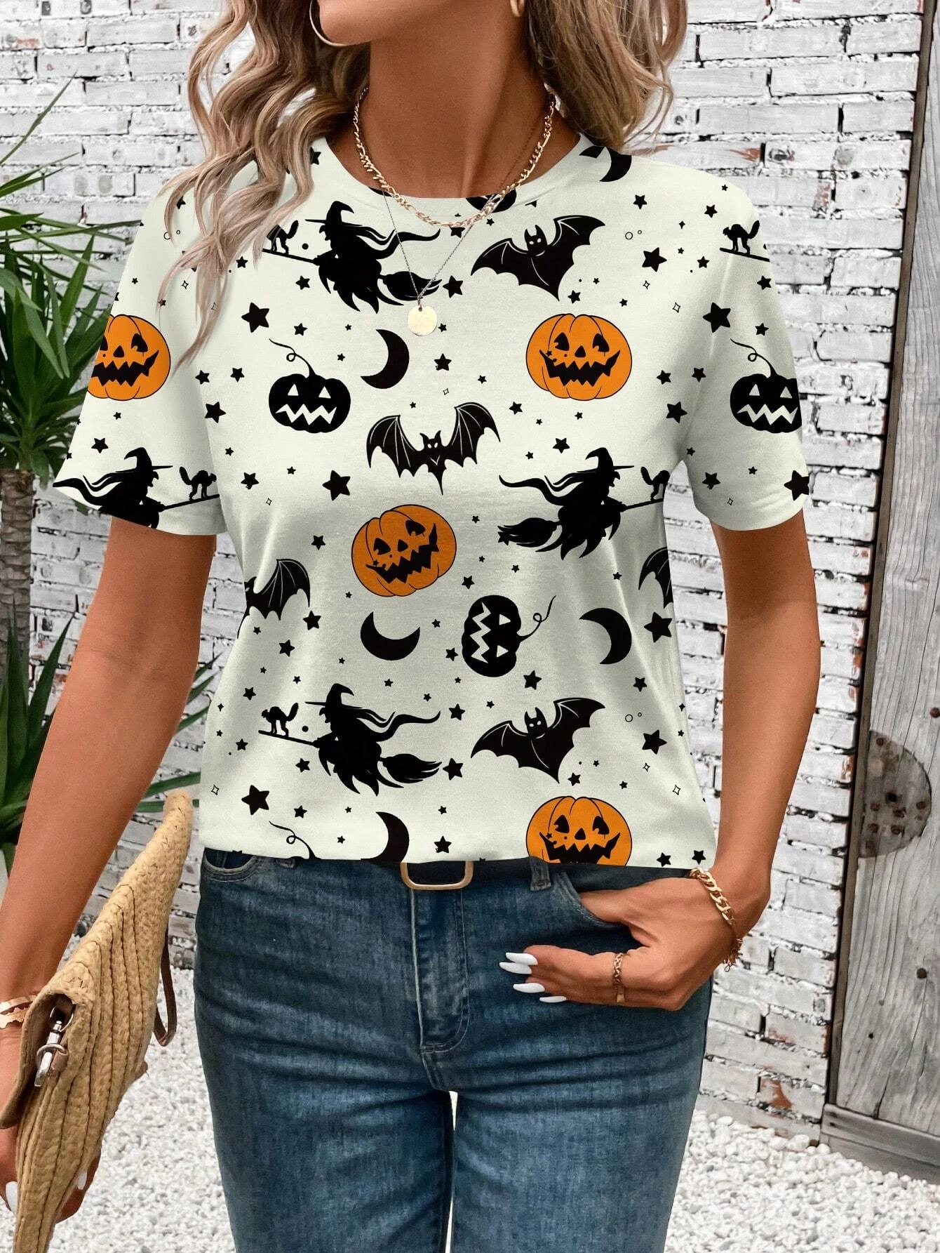 最新ゴーストパンプキングラフィック女性服半袖 Tシャツハロウィンコスチュームヒップホップストリート Y2k レディース服トップ Tシャツ