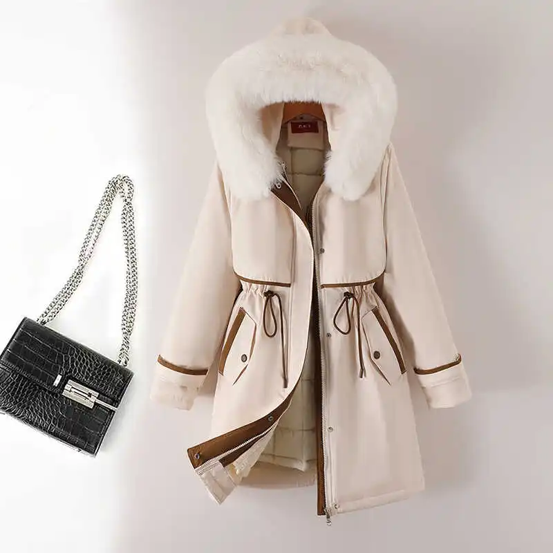 

Parkas Oversize Verde Womens Autumn Breathable Young Full Original Natural Warm-Keeping Sherpa Street Non-Hooded Hiking Lining