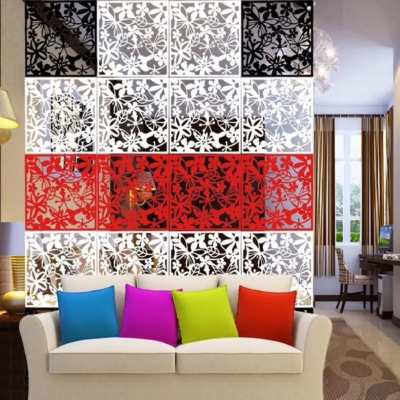 

For Home Fashion 12 Pcs Butterfly Bird Flower Hanging Screen Partition Divider Panel Room Curtain Home White/black/red