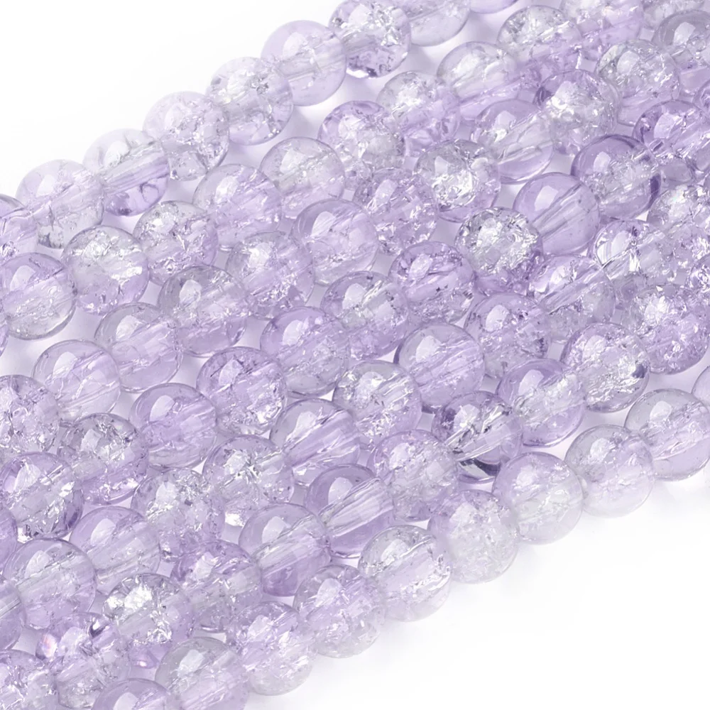 1Strand Spray Painted Crackle Glass Beads Strands Round Plum 6mm Hole: 1.3~1.6mm 31.4 inch