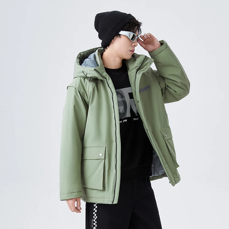 Semir Cotton Coat Men Winter Fashion Contrasted Color Stitching Three-Proof Technology Mid-Length Warm Comfortable Outdoor Loose