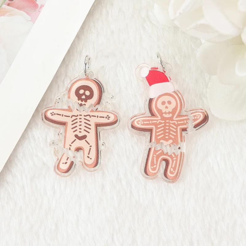 8pcs Christmas Charms Creative Acrylic Skull Pendant Fashion Accessories For Diy Making