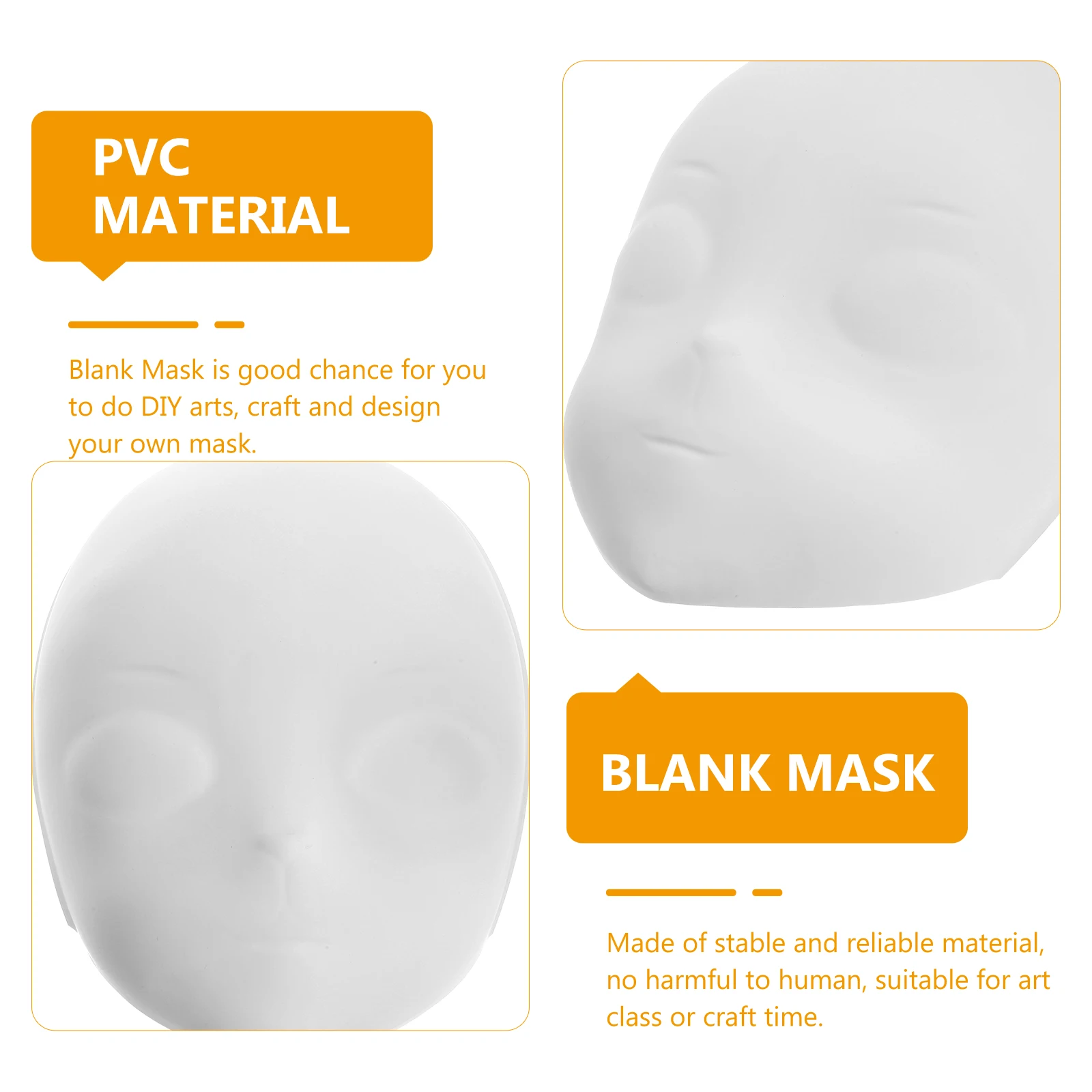 

4pcs Fox Face Mask Pure White PVC Blank Masks for DIY Cosplay Party Wedding Decoration Unfinished Masquerade Bulk