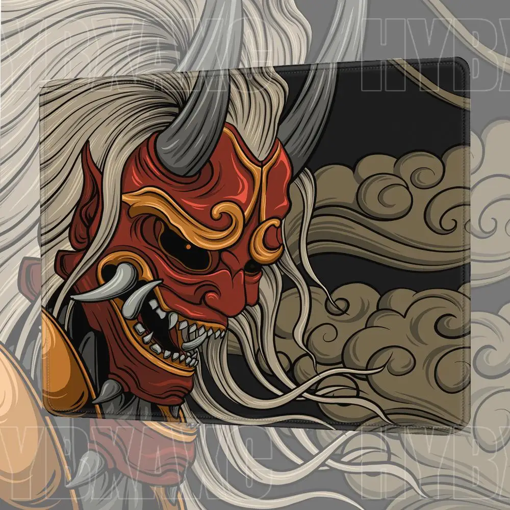 Black Ghost Face Mouse Pad Multiple sizes Large Square Computer Office Game Table Mat Japanese Samurai Devil Mask Rubber Deskmat
