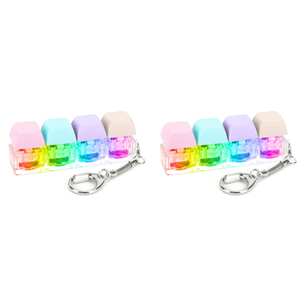 Fidget Toy Tastiera Meccanica Con 4 Pulsanti E Luci RGB – Portachiavi Antistress Per Ufficio E Viaggio, 2 Pezzi