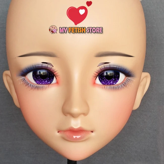 (Jun-04) femme douce fille résine demi-tête Kigurumi BJD yeux Crossdress Cosplay japonais Anime rôle Lolita masque avec yeux et perruque