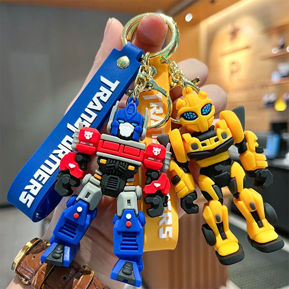 New Creative Transformers Keychain Movie Robet Optimus Prime Bumblebee Couple Anime Jewelry Accessories Bag Pendant Kids Gift