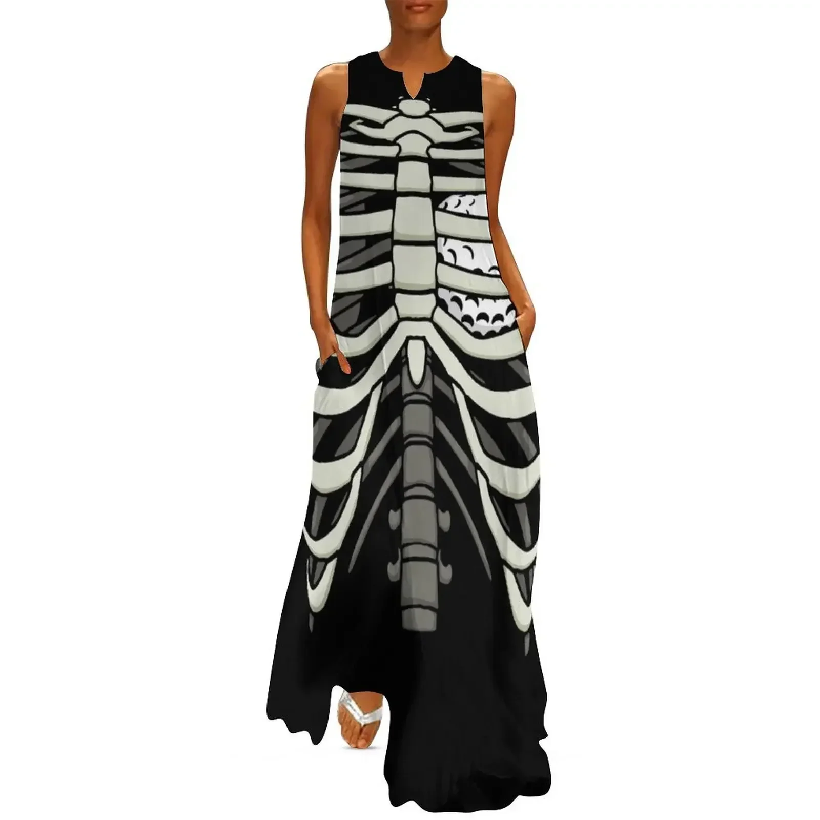 

Ribcage Halloween Golf Player Golfer Skeleton Ball Heart Long Dress luxury dresses Dress