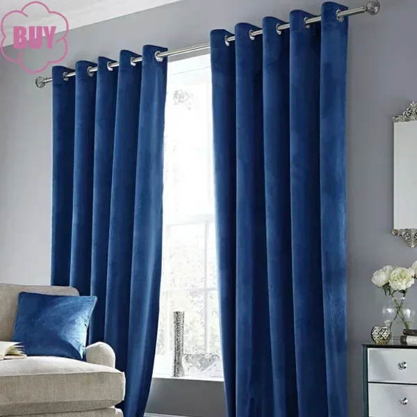 

Velvet Luxury Curtains for Living Royal Blue Color Window Curtain for Bedroom Thick Villa Door Drapes Cortinas Room Divider