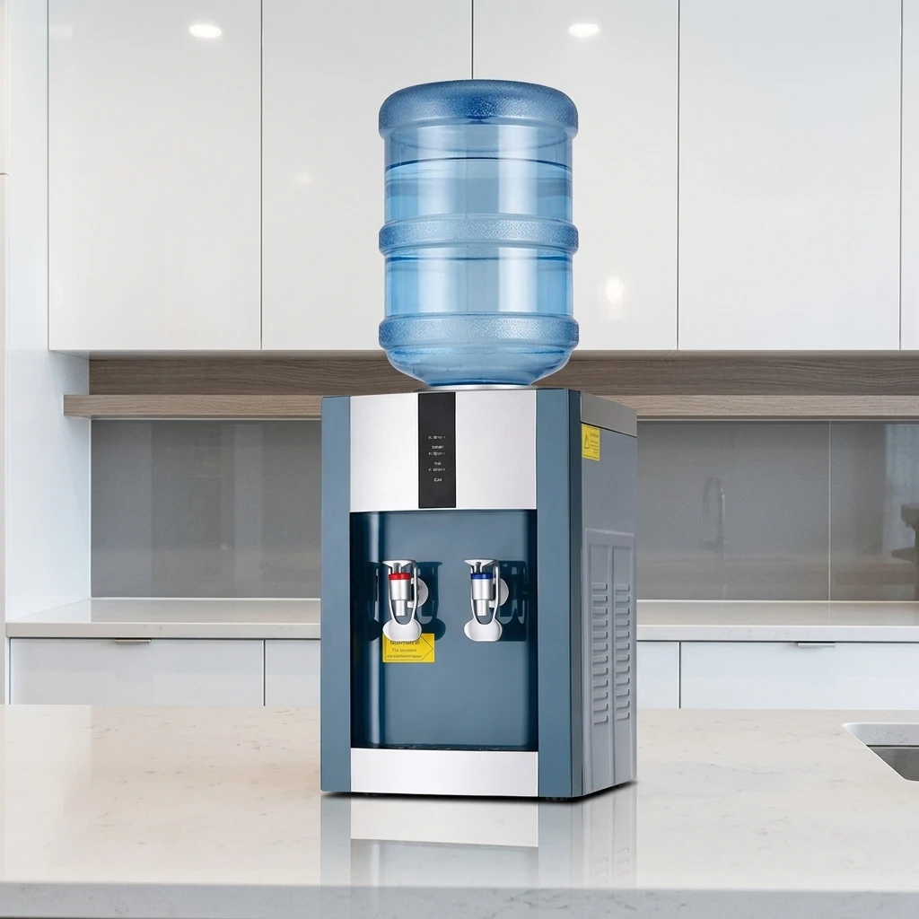 

Tabletop Water Cooler Top Loading Hot and Cold Water Dispenser With Rapid Cooling for Busy Startup Office Area