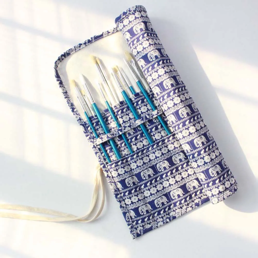 

20 Slots Artist Holder Brush Holder Durable Canvas Pouch Fabric Storage Artist Rollup Writing Art Supplies Brush Bag