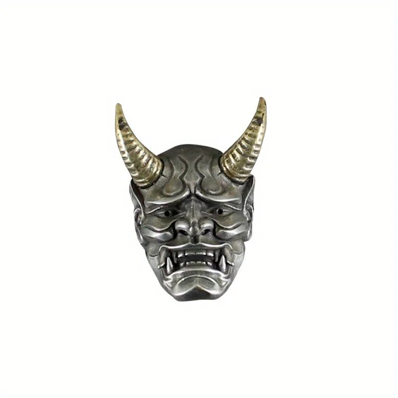 White1pcs Copper Face Brass Horn Devil's Fortune Cloth Buckle Brass Handmade Money Tool Decorative Buckle Men's Jewelry Vintage