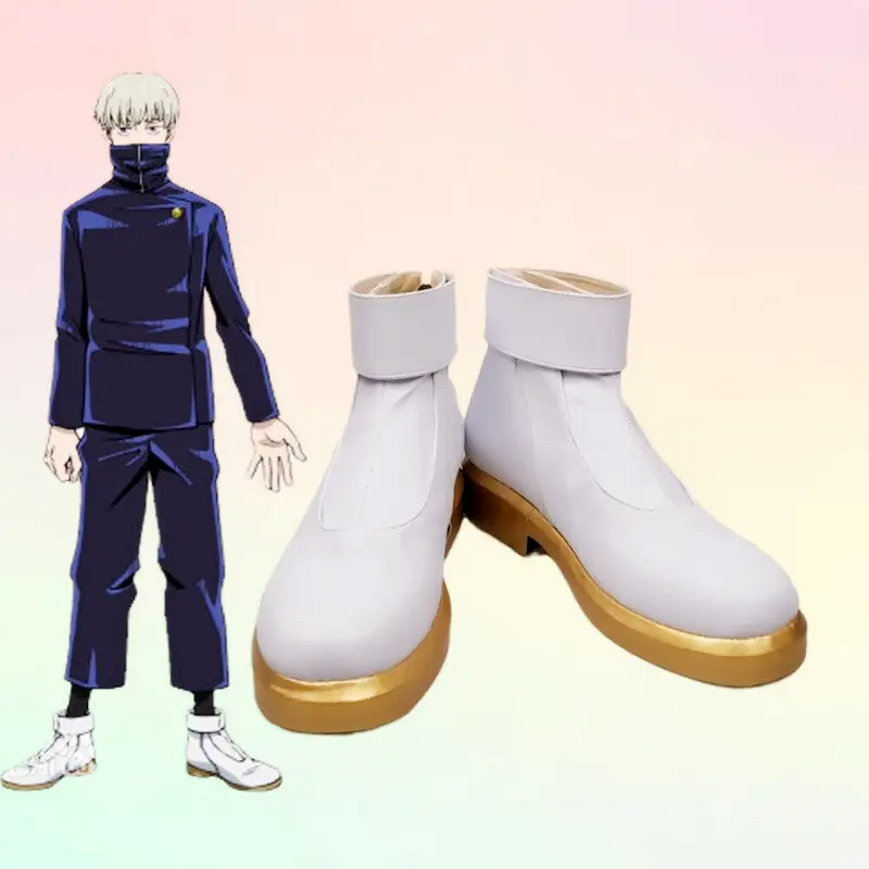 Anime Jujutsu Kaisen Inumaki Toge Cosplay Shoes White Short PU Leather Boots For Halloween Carnival