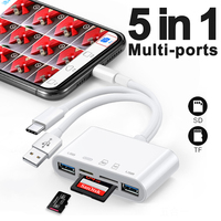 5 in 1 USB OTG Adapter to SD TF Memory Card Reader with Charging Port for iPhone iPad Xiaomi Samsung Huawei MacBook Accessories