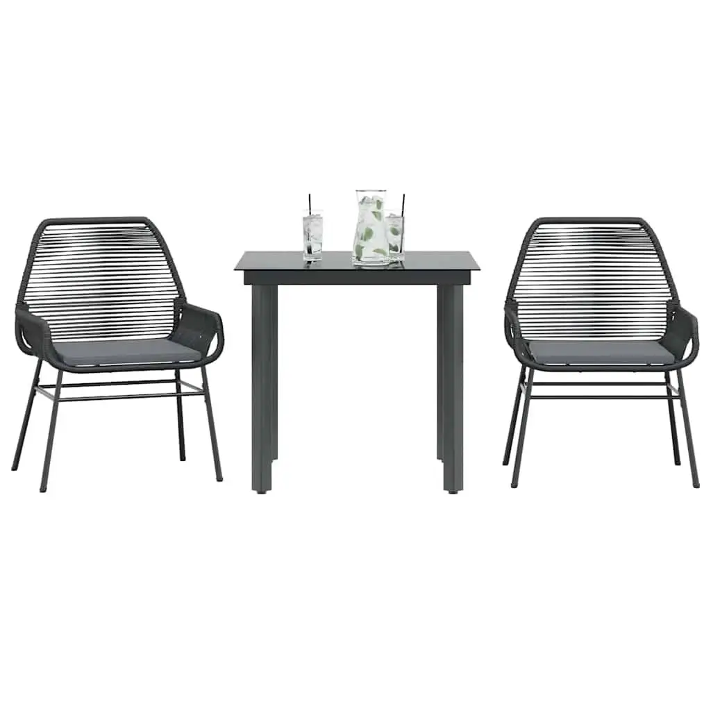 

Garden Dining Set with Black Frame and Dark Grey Cushions for Outdoor Patio Furniture
