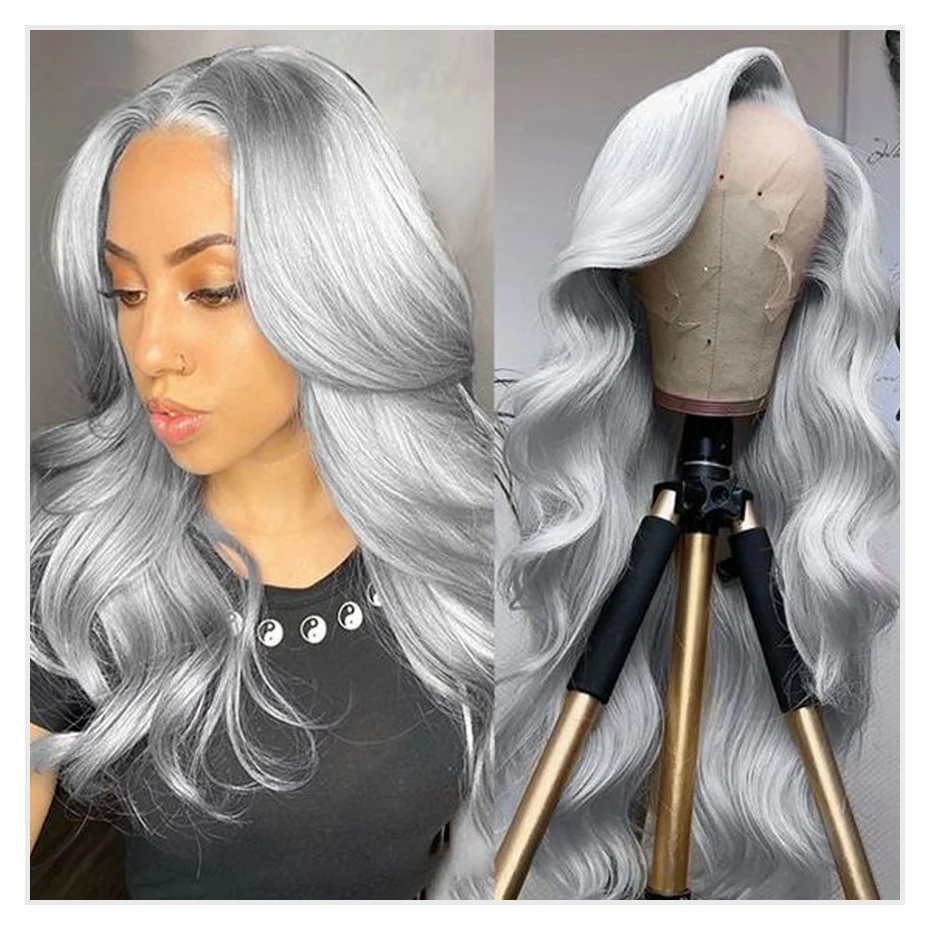 Grey Lace Fronts Wigs Human Hair 613 Hd Lace Frontal Wig 13x6 Vietnamese Raw Hair 30 40 Inch Body Wave Human Hair Wigs