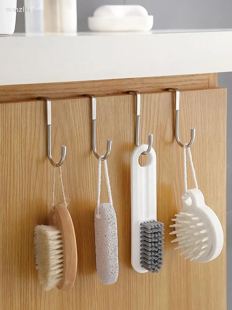 Multi-Purpose Hooks for Kitchen Cabinet Door Back Hanging Rack Storage Hanger for Clothes Coats Hats Towels Bathroom Accessories