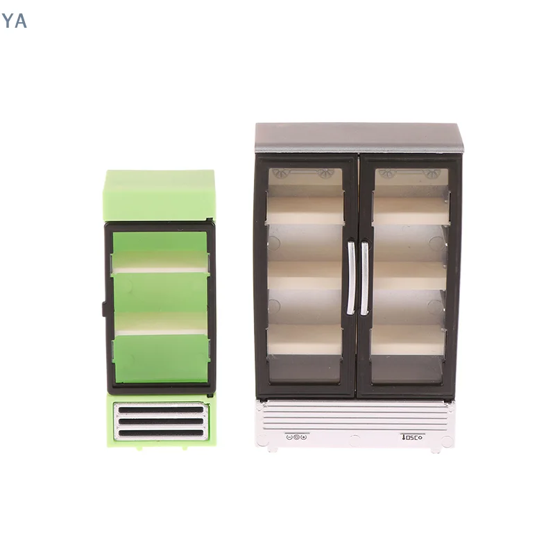 [A]1/12 Dollhouse Simulation Refrigerator Freezer Model Miniature Ornaments Dollhouse Mini Furniture Accessories Decorative Toys