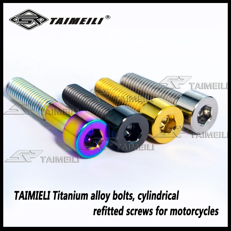 TAIMIELI Titanium alloy bolts, cylindrical M8 *20/25/30/35/40/45/50/60/70/80mm refitted screws for motorcycles