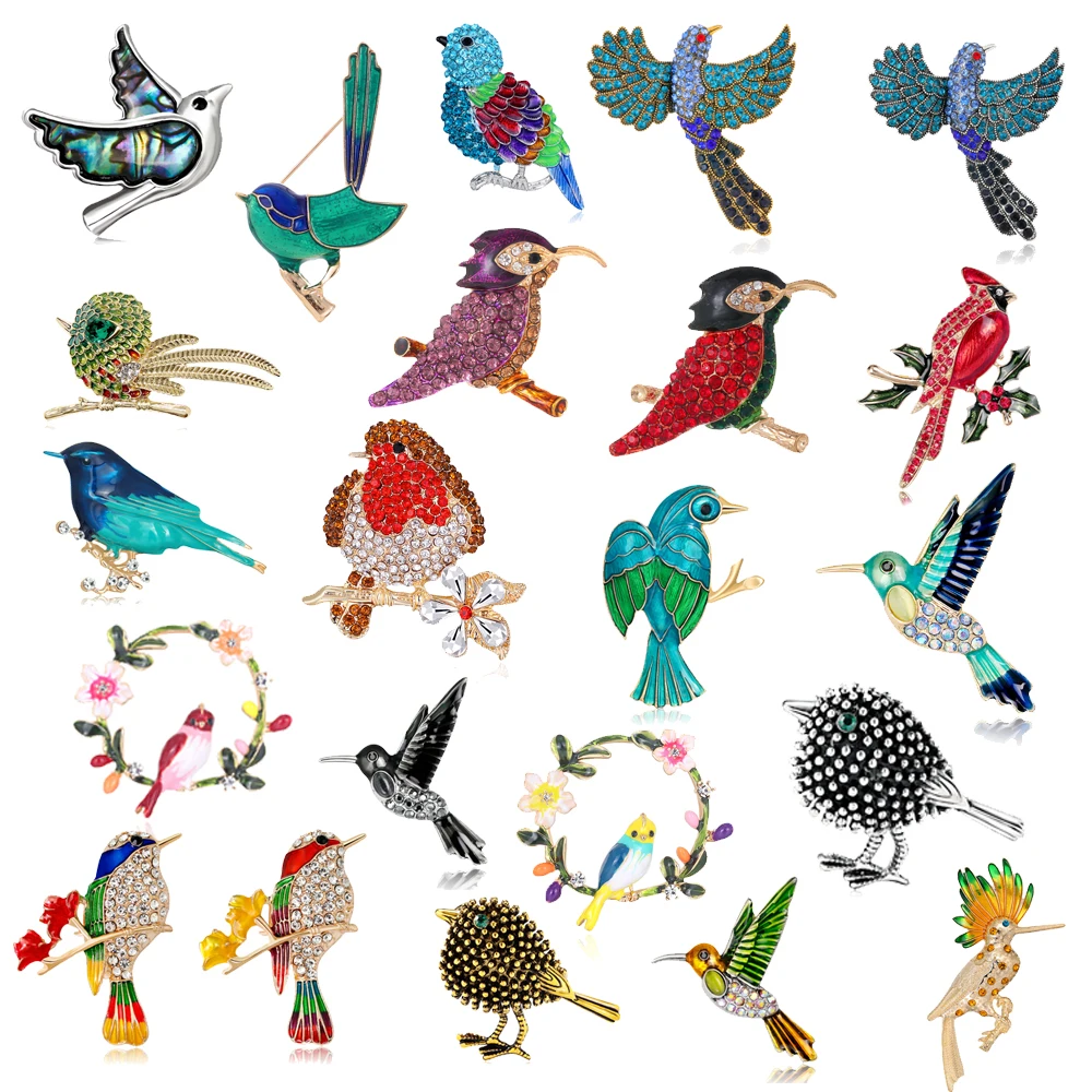 Симпатичная брошь с имитацией животного птицы, блестящая Металлическая Булавка в виде голубей с кристаллами, ежедневное Ювелирное Украшение для мужчин и женщин, подарки