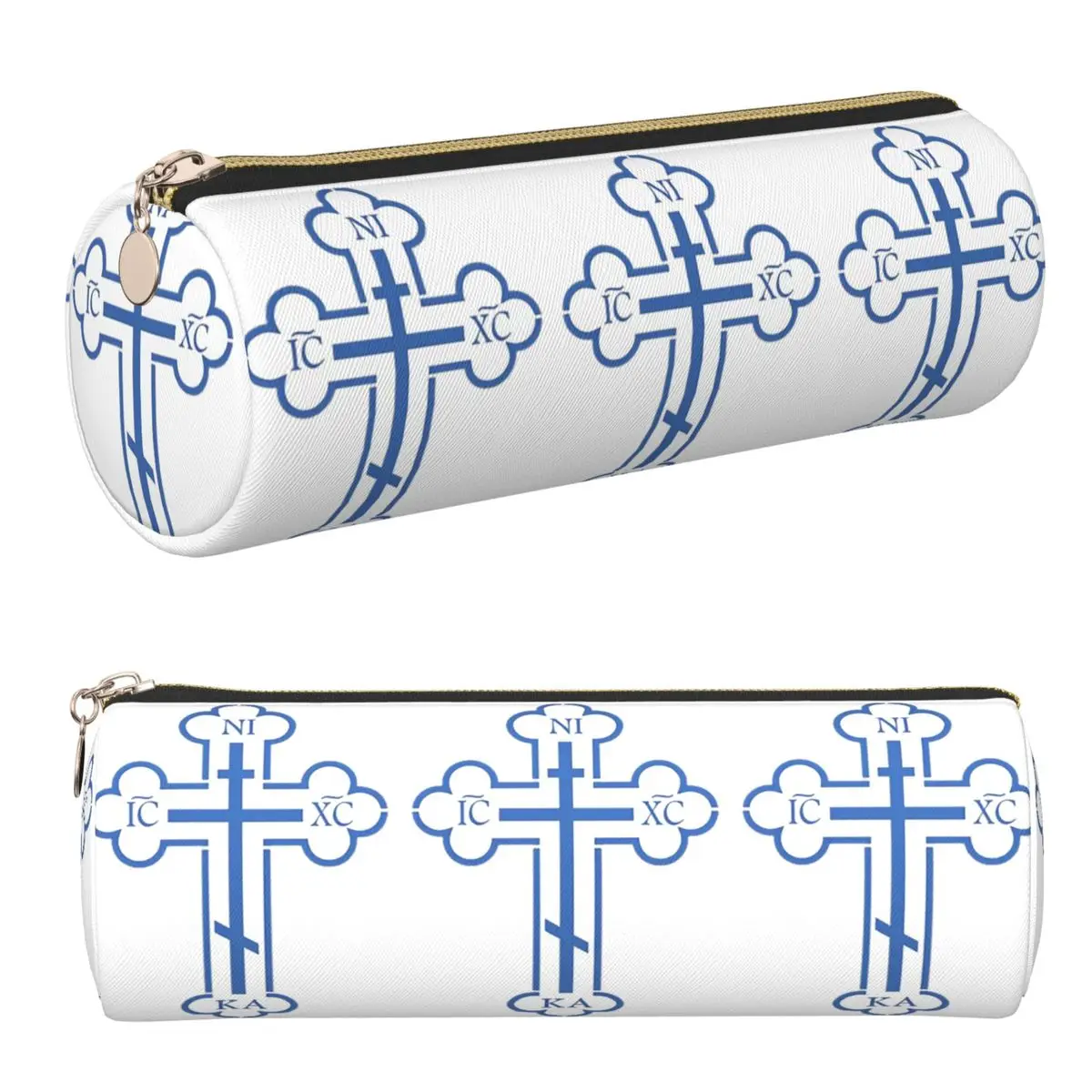 Federmäppchen mit russisch-orthodoxem Kreuz-Aufdruck, Federmäppchen, zylindrische Stiftbox, Federmäppchen für Jungen und Mädchen, Schule