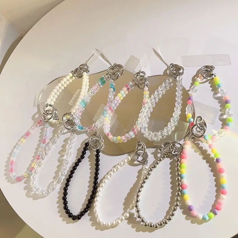 

Ремешок для мобильного телефона, новая цветная цепочка INS с двойной кнопкой, ювелирный ремешок для ключей, подвесная цепочка ручной работы с бисером, сумка, аксессуары для телефонов