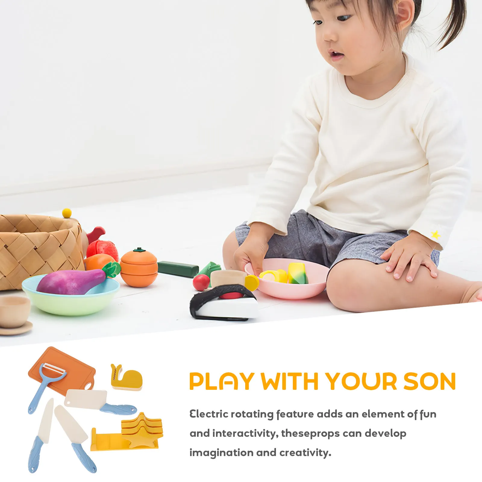 1Set Plastic Simulation Cutting Rest Educational Plaything Pretend Kitchen Interactive Cognitive Cutting Set for Kids