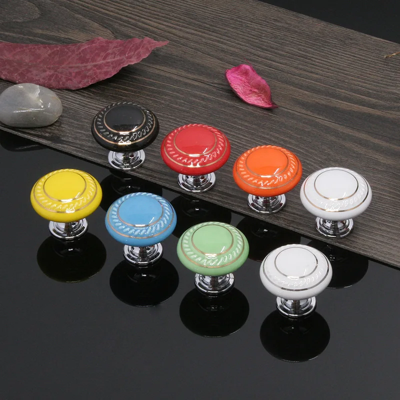 1Pcs Zinc Alloy Ceramic Lacquer Handles Drawer Knobs Single Hole Closet Door Handles Cabinet Handles Cupboard Furniture Handle