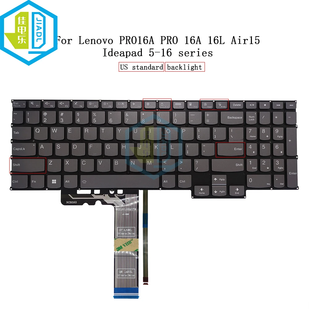 

US English Keyboard Laptop Backlit For Lenovo Xiaoxin Pro 16 16A 16L AIR 15 Notebook PC Backlight Light Keyboards Gray Keycaps