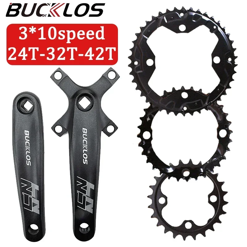 

BUCKLOS MTB Cranks 3*10S 104BCD 170mm Crank Bike Chainring 24 32T 42T Triple Speed Chainwheel Bicycle Sprocket Crankset Mtb