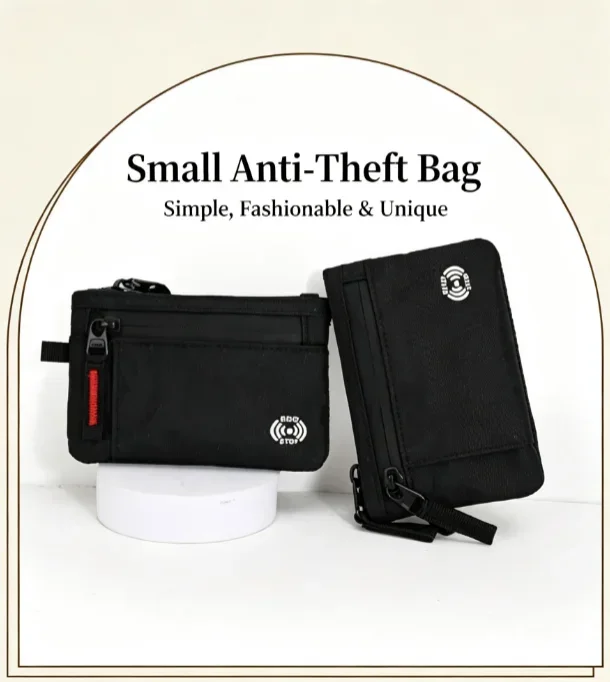 RFID-blockierende Mini-Reisebrieftasche, Anti-Scan-Kartenetui mit Schlüsselanhänger, tragbarer Münzbeutel für Reisen und den täglichen Gebrauch, schlank und leicht. – Detail 1