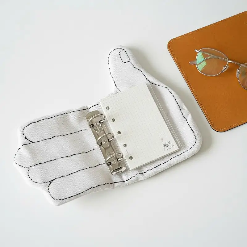 Thumbs Up M5 Hand Shaped Notebook 1Pc Fun Loose Leaf Handmade Fabric Journal for Students Daily Note Taking