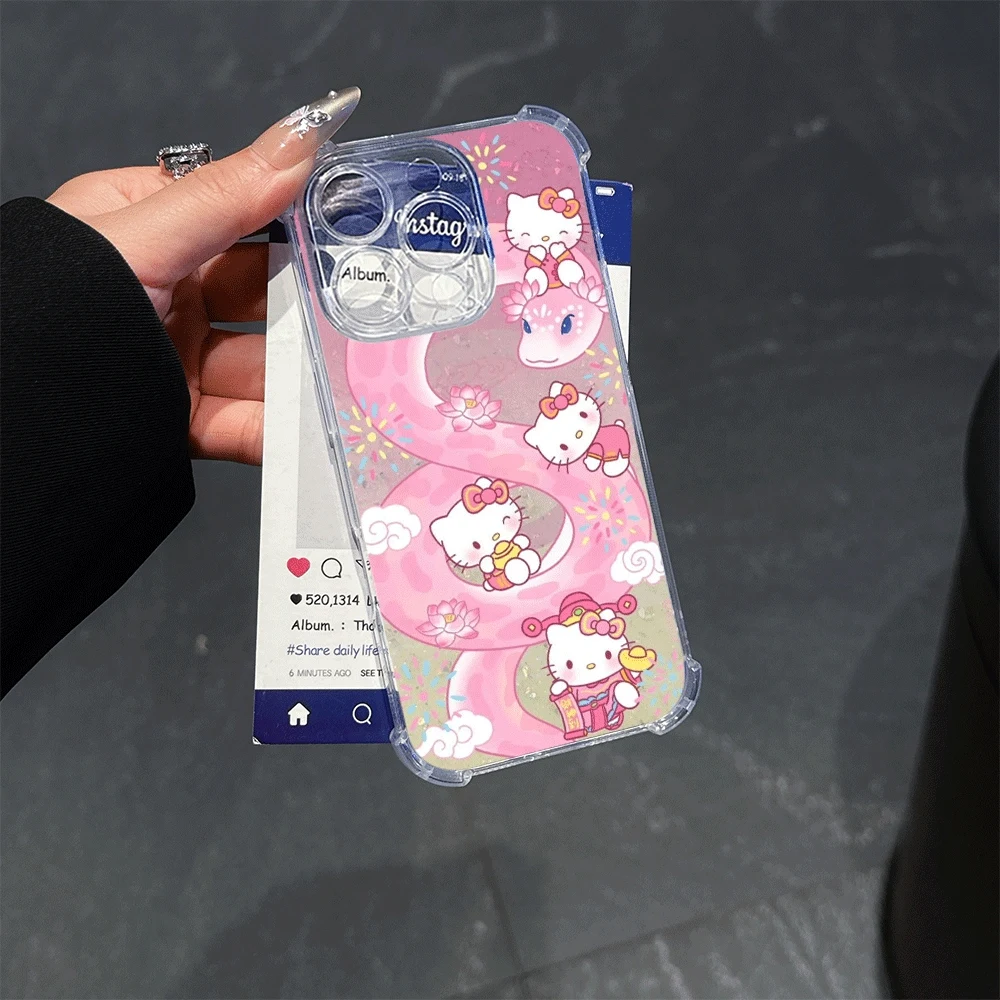 Miękkie etui na telefon Hello Kitty Cat do iPhone 14 Pro, iPhone 16/15/14/13/12/11/x/xs/xs Max, przezroczyste etui na telefon dla dziewczyn, Hello Kitty Fashion