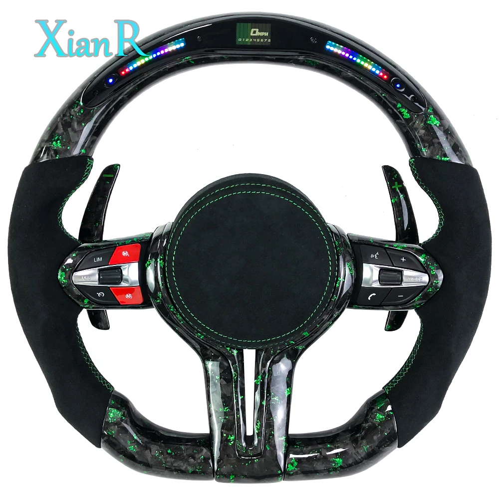 

Customized LED Green Forged Carbon Fiber Steering Wheel with Paddle Shifters for BMW F20 F21 F22 F40 F44 F30 F31 F34 F35 F07 F10