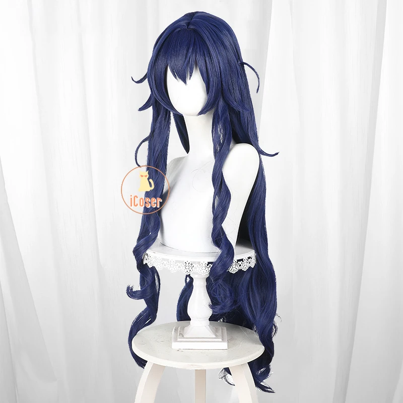 Anime 100 Kanojo Yoshimoto Shizuka Cosplay Wig Dark Blue Long Hair Halloween Party Women Girls Role Play Props Accessory iCoser