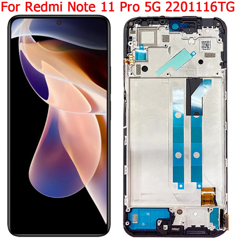 

Для Xiaomi Redmi Note 11 Pro 5G ЖК-дисплей сенсорный экран с рамкой 6,67 "Redmi Note 11 Pro глобальная версия ЖК-дисплей