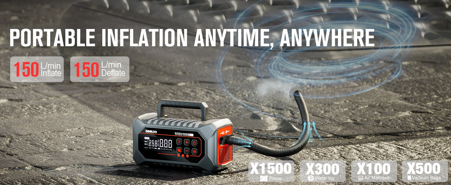 GOOLOO 24000mAh Tragbarer Starthilfe-Powerbank mit 160PSI Luftpumpe, 12V Auto-Booster für Benzin- und Diesel-Fahrzeuge, Batterie-Starter und Powerbank für Fahrzeugmotoren – Detail 5