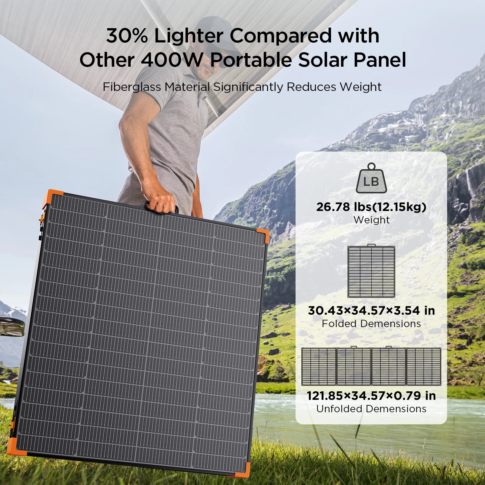 ZOUPW 450 Watt Portable Solar Panel, 38V Foldable N-Type 16BB for Power Station/Solar Generator, 25% Efficiency, IP68 Waterproof