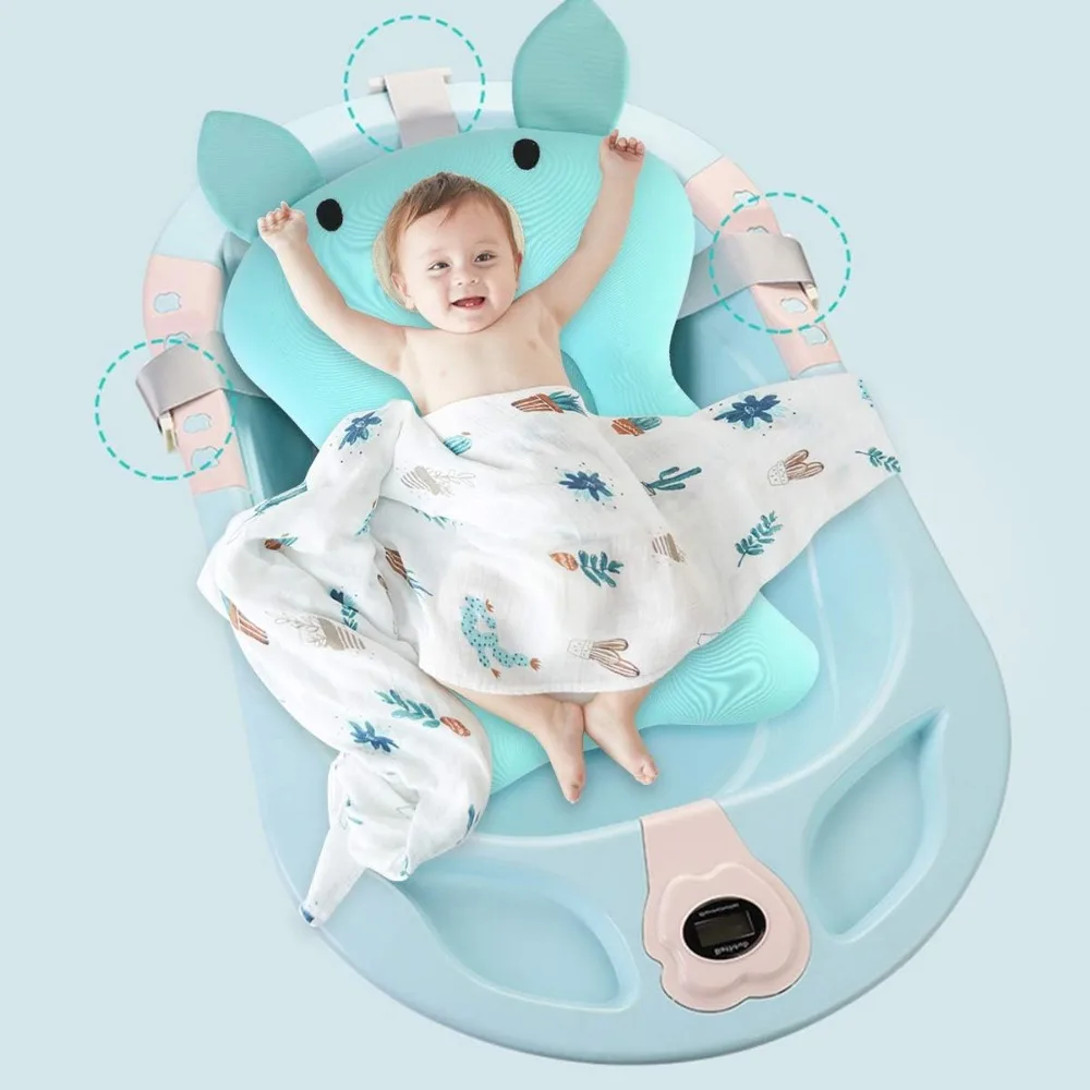 Cuscino per sedile per vasca da bagno per bambini Tappetino da bagno per neonato Cuscino di supporto per sedile da bagno per neonato Cuscino da bagno per neonato Simpatico maiale cartone animato