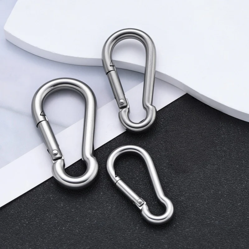 2Pcs Stainless Steel Spring Hook Quick Link Spring Snap Carabiner 40/60/70mm Lock Ring Hook Climbing Safety Buckle