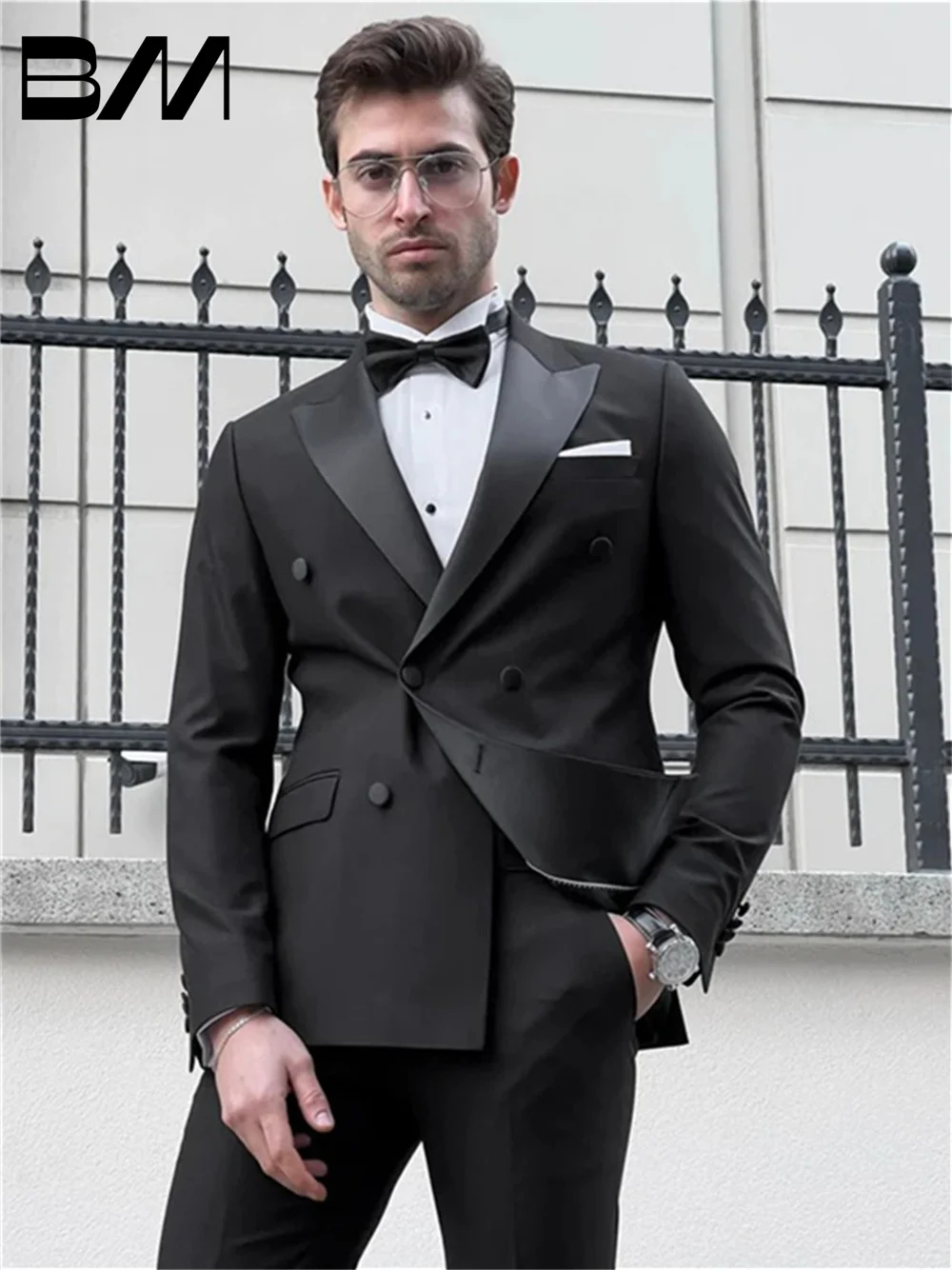 Handsome 2PCS Simple Single Breasted Elegant Groom Men\'s Wedding Dinner Suit Prom Party Personalized Jacket Pants Customized