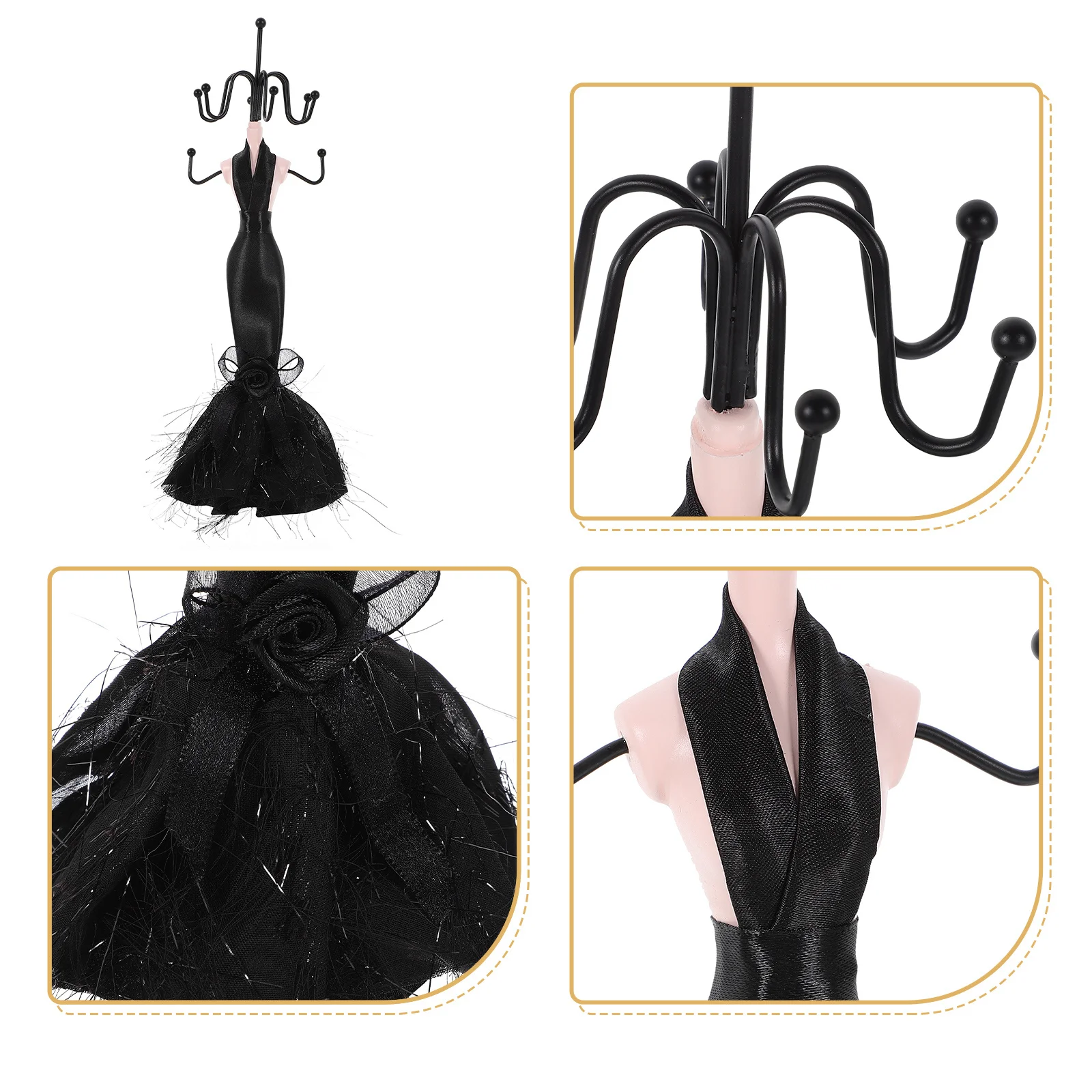 

Jewelry Display Stand Compact Necklace Organizer Earring Holder Bracelet Rack For Desktop Counter Dressing Table Storage