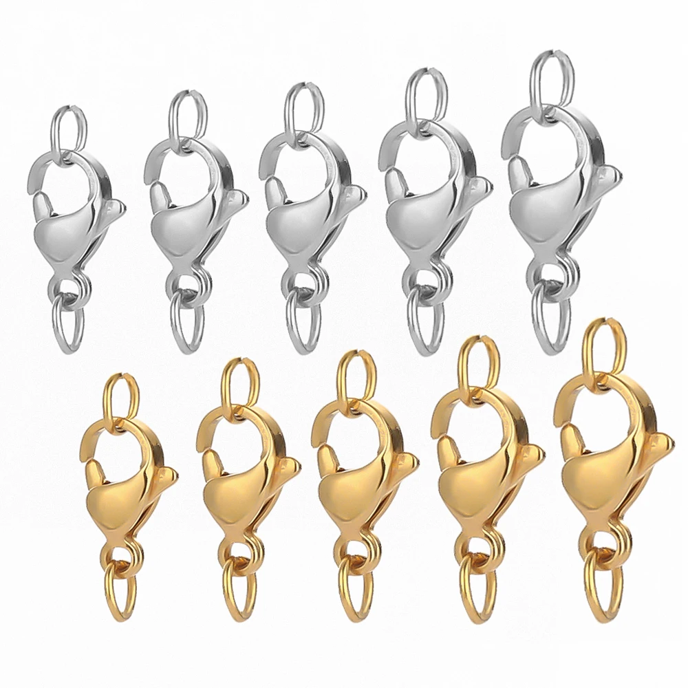 25Pcs Stainless Steel Lobster Clasps Jump Rings Hooks Connector Bracelet Necklace Chains DIY Jewelry Making Findings Supplies