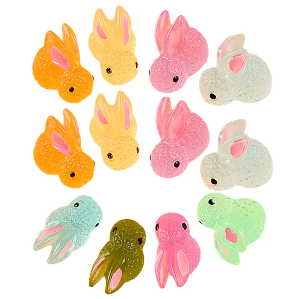 25 pçs mini resina coelho decoração brilho no escuro mesa coelho ornamentos luz da noite em miniatura coelho ornamentos mini coelho decoração