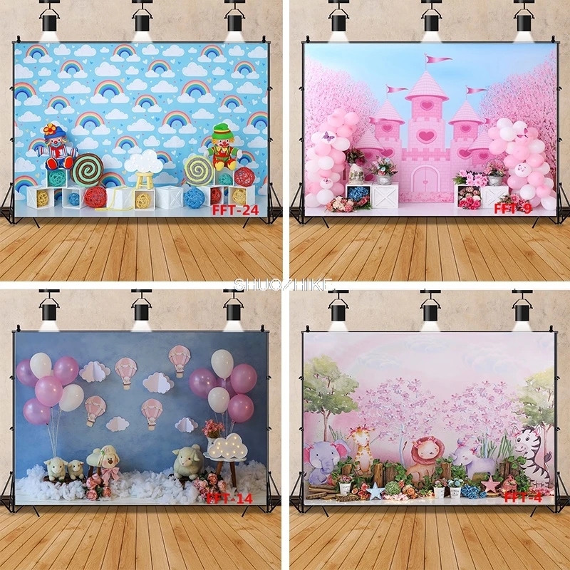 

SHUOZHIKE Children Birthday Photography Backdrops 1st Baby Shower Newborn Portrait Photo Party Background Studio Prop FT-01